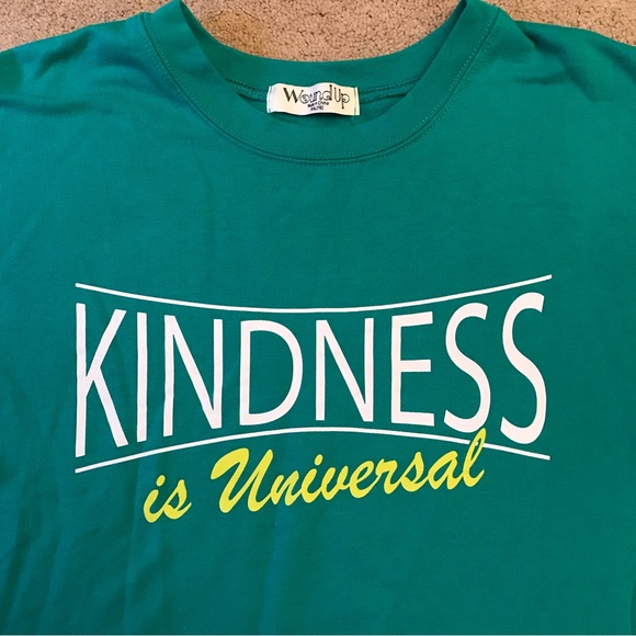 Kindness Is Universal Sweatshirt Womens Plus Size XXL Junior Green Jersey Stripe - Picture 2 of 8
